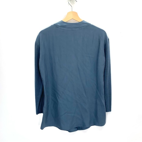 Etcetera Slate Blue Silk Cashmere Blend Long Sleeve Flowy Sweater Top Size 00 - Picture 6 of 14